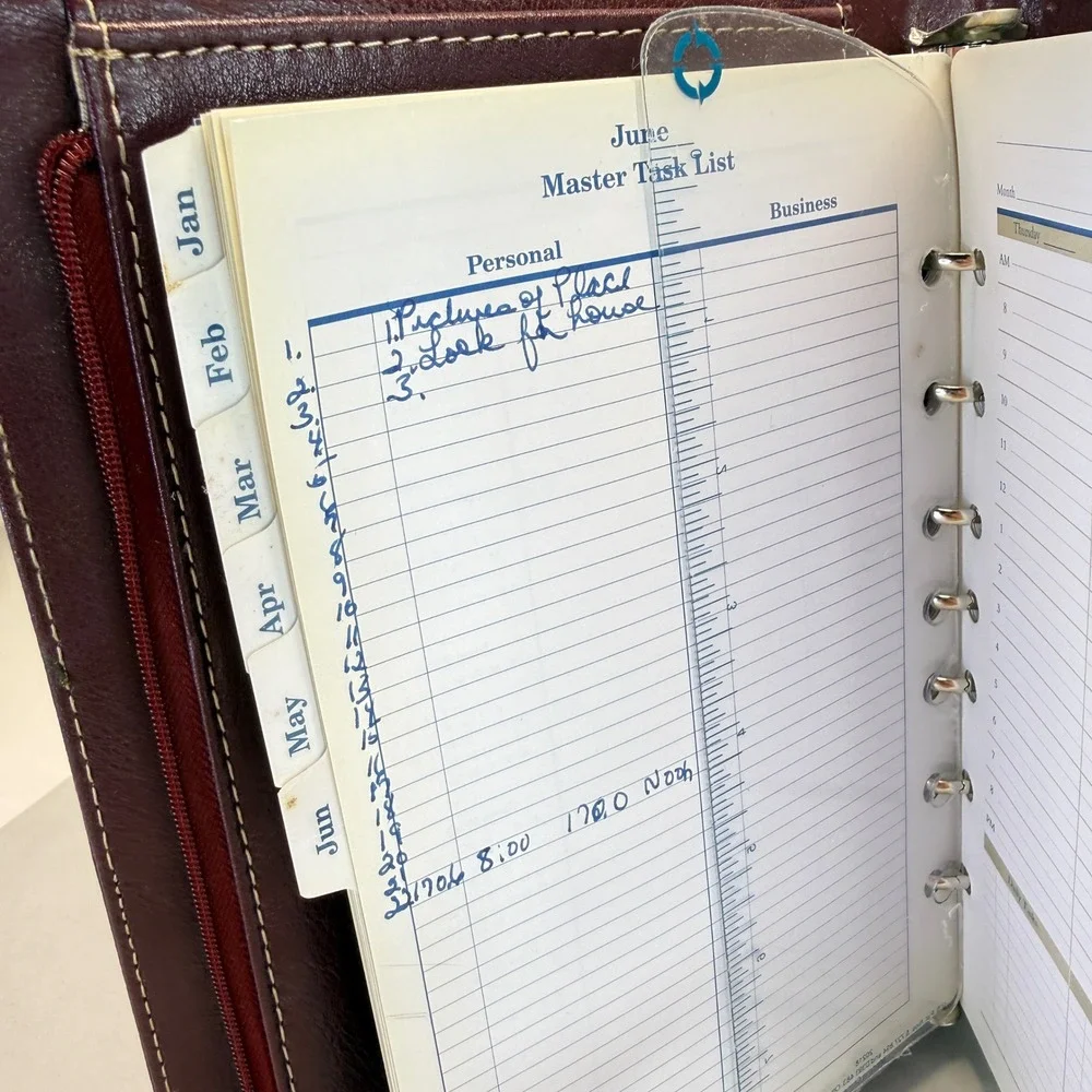 Franklin Covey Leather 7 Ring Planner Classic Size Binder Organizer Snap Closure